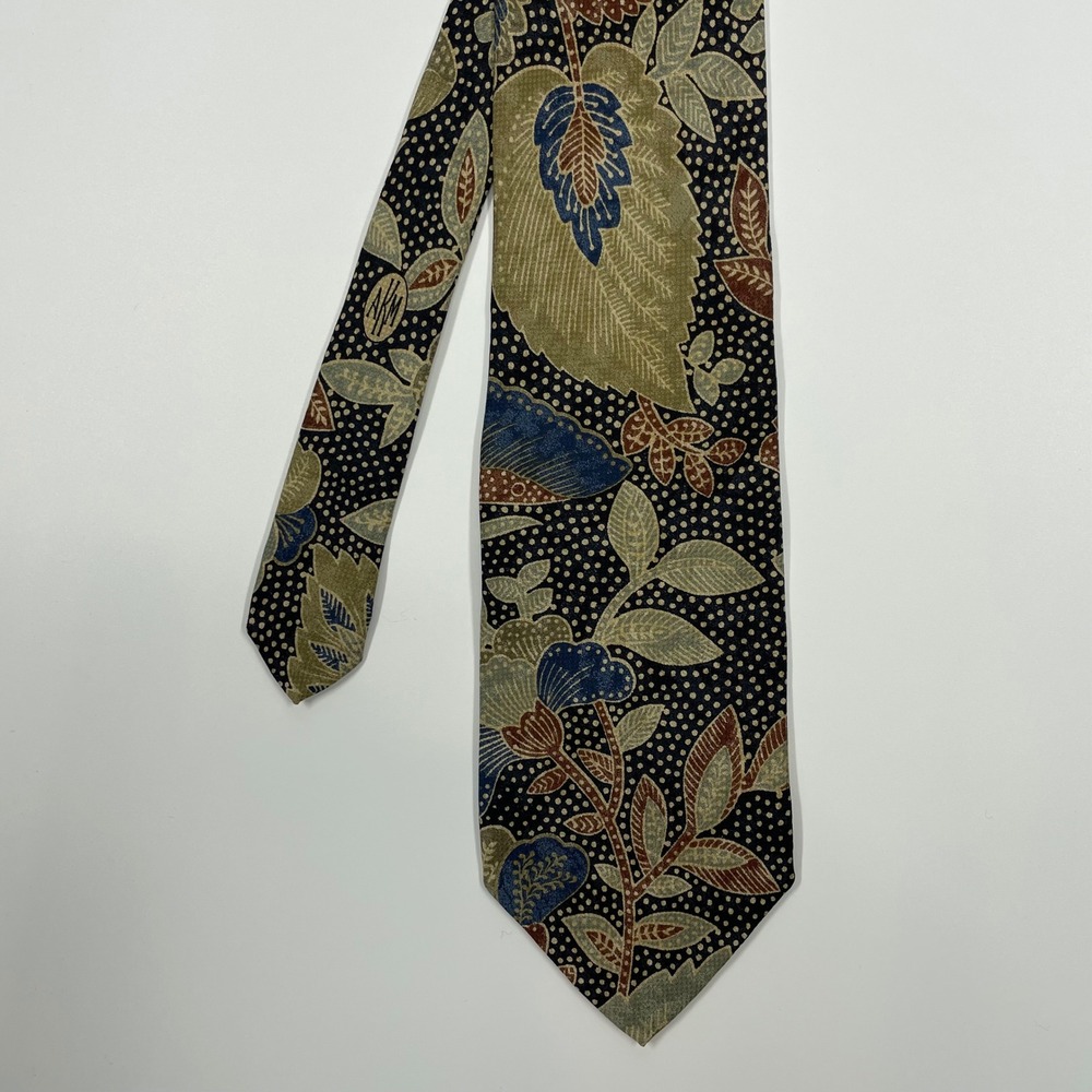 AKM Multicolor Batik Floral Silk Necktie Mens OS